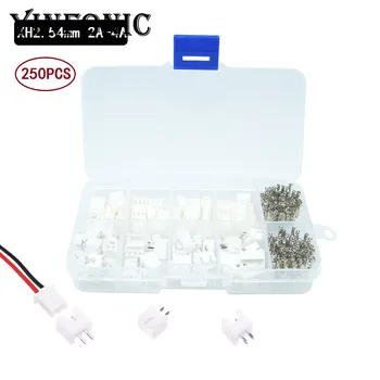 

250pcs XH2.54mm 2A 3A 4A PCB Wire Cable Connector XH Plug Male & Female Battery Charging Cable kit box