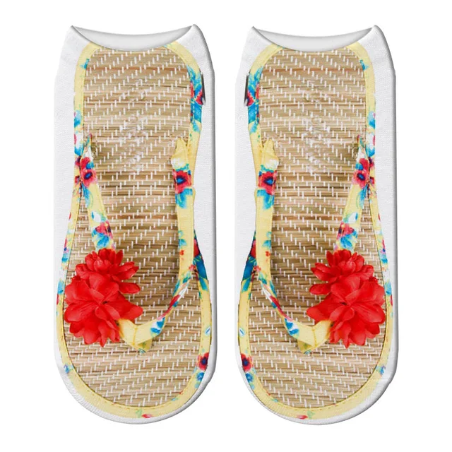 Cute Foot Printed 3D Socks For Women Kawaii Low Ankle Femme Girls Cotton Socks Casual Funny Creative Socks Happy Calcetines Sox style12