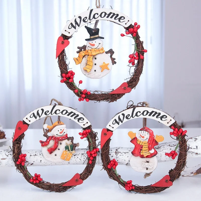

Merry Christmas Sign Wreath Welcome Hanging Decorative Front Door Pendant Holiday Display Decorations Kerst Decoratie New Year