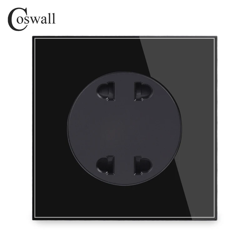 Coswall Хрустальная стеклянная панель двойная универсальная 2 отверстия настенная розетка 10A с детской защитной дверью R11 серия 250 В