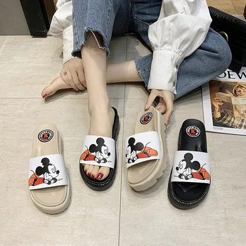 

Thick Bottom Funny Pattern Women Slippers Open Toe Summer Beach Style Street Outside Slippers for Female 2020 Fashion New