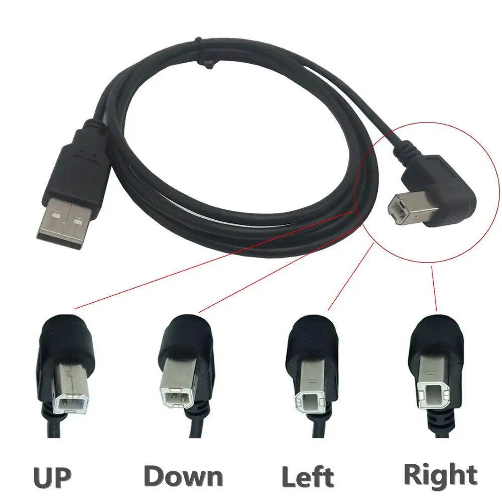 USB 2,0 A папа к USB B папа Тип B BM вверх и вниз и правый и левый угол принтер сканер 90 градусов кабель 150 см BM Угловой кабель