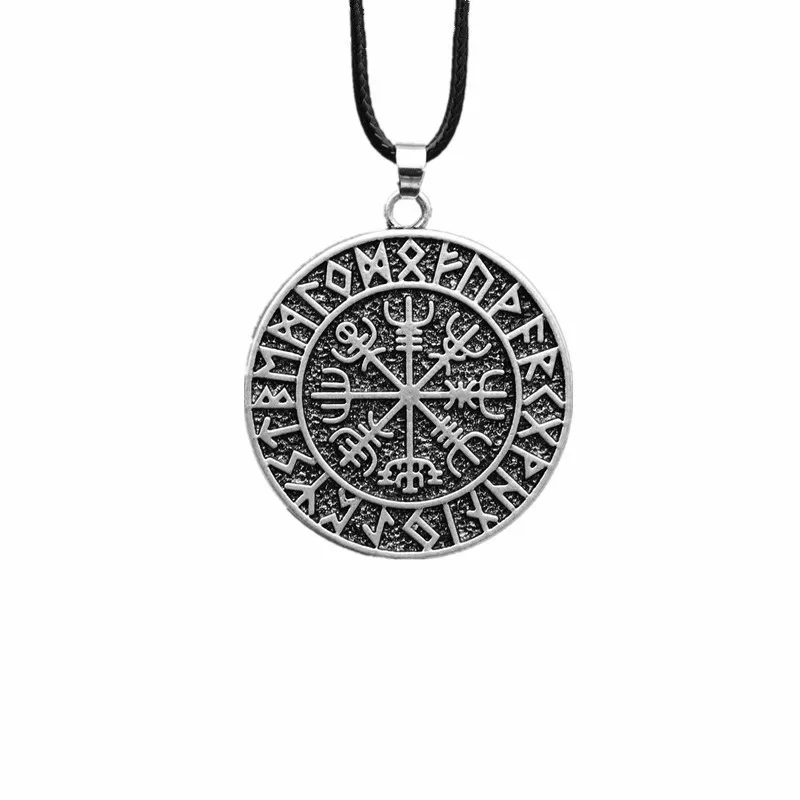 Викинг один символ скандинавских руник кулон ожерелье руны Vegvisir компас ожерелье талисман - Окраска металла: A