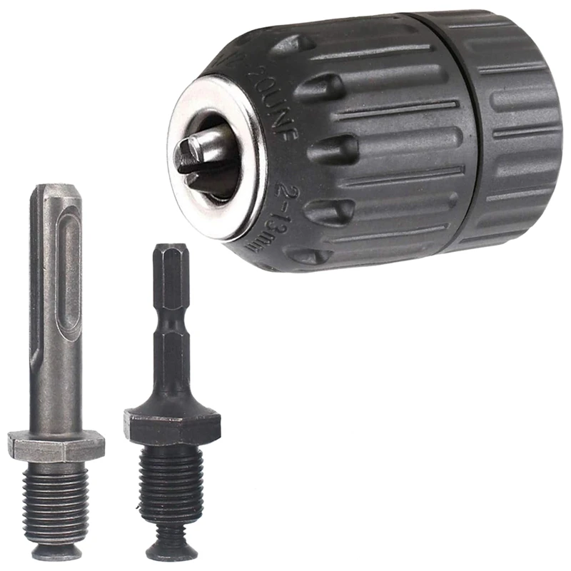 

3 Pieces of Keyless Drill Chuck with 1m Clamping Range, Cylindrical Converter and Hexagonal Shank,