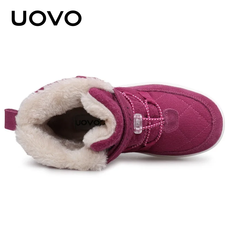 Uovo/новые детские зимние сапоги г., зимняя теплая обувь для мальчиков и девочек модные Детские утепленные плюшевые сапоги Размер 29, 30, 31, 32, 33, 34, 35, 36