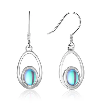 

Simple Moonstone Earrings 925 Sterling Silver Hook Dangle Earrings for Women Wedding Fine Jewelry Girl Lady Gift Accessories