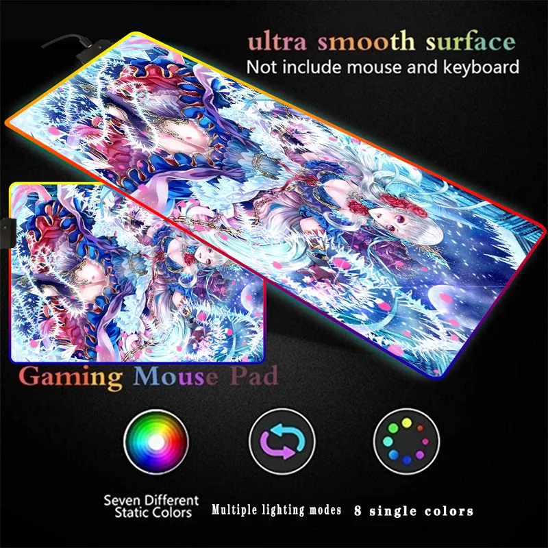 

Sexy Anime RGB Large Gaming Mouse Pad Gamer Big Mouse Mat Computer Mousepad Led Backlight Surface Mause Pad Keyboard Desk Mat