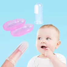 100Pc kinder Zahnbürste Finger Baby Laub Zahnbürste mit Box