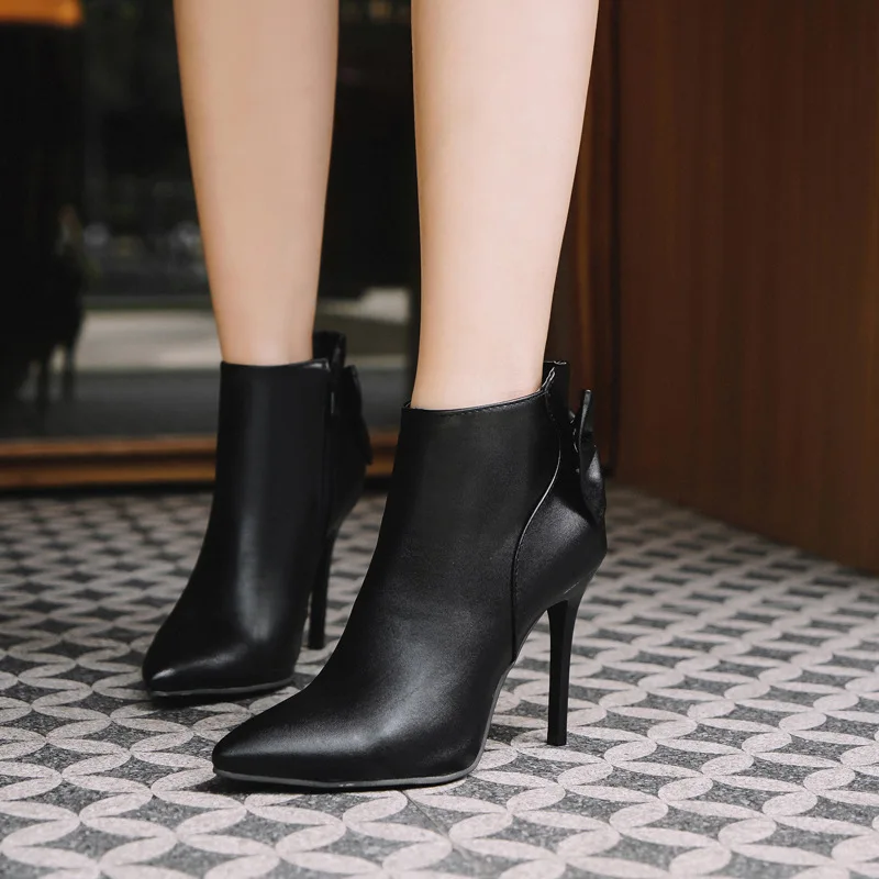 

Booties Woman Shoes Boots Winter Women Zipper Luxury Designer Ladies Bootee For Pointy 2019 High Heel Fashion Big Red