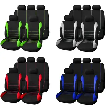 

9pcs Car Seat Covers Interior Accessories Universal Seat Cover For Lada Volkswagen Red Blue Gray Green Seat Protector