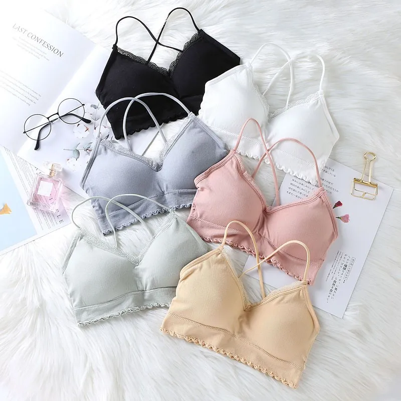 Sexy Seamless Lace Camisole Women Sling Tank Top Removable Padded Camisoles