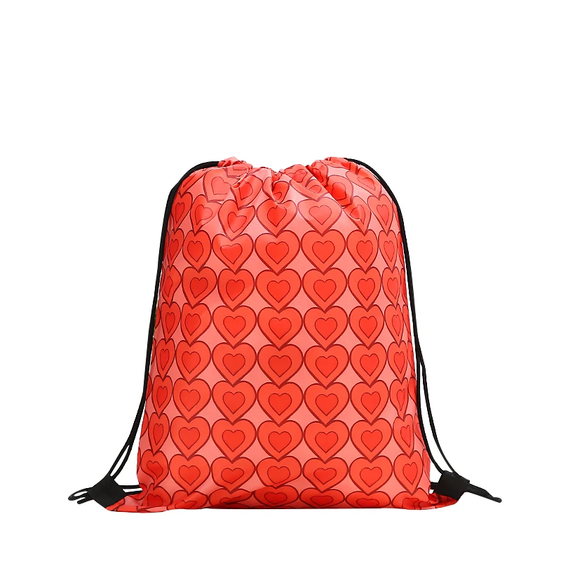 drawstring Backpack fashion Women 3D printing travel softback men Casual bags unisex Women's shoulder drawstring love knapsack