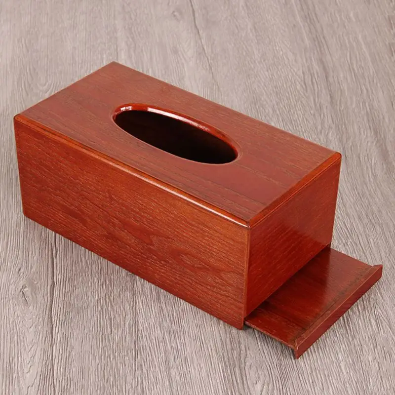 Wood Living Room Table Paper Tissue Box Paper Tray Storage Case Household Items