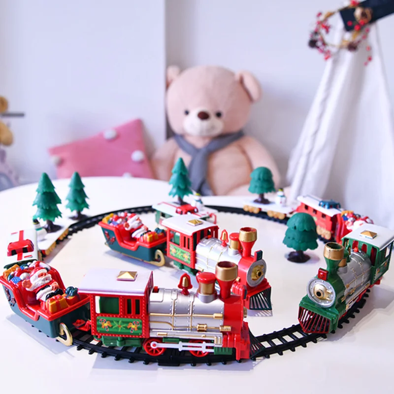 Christmas Electric Rail Car Train Toy Children's Electric Toy Railway Train Set Racing Road