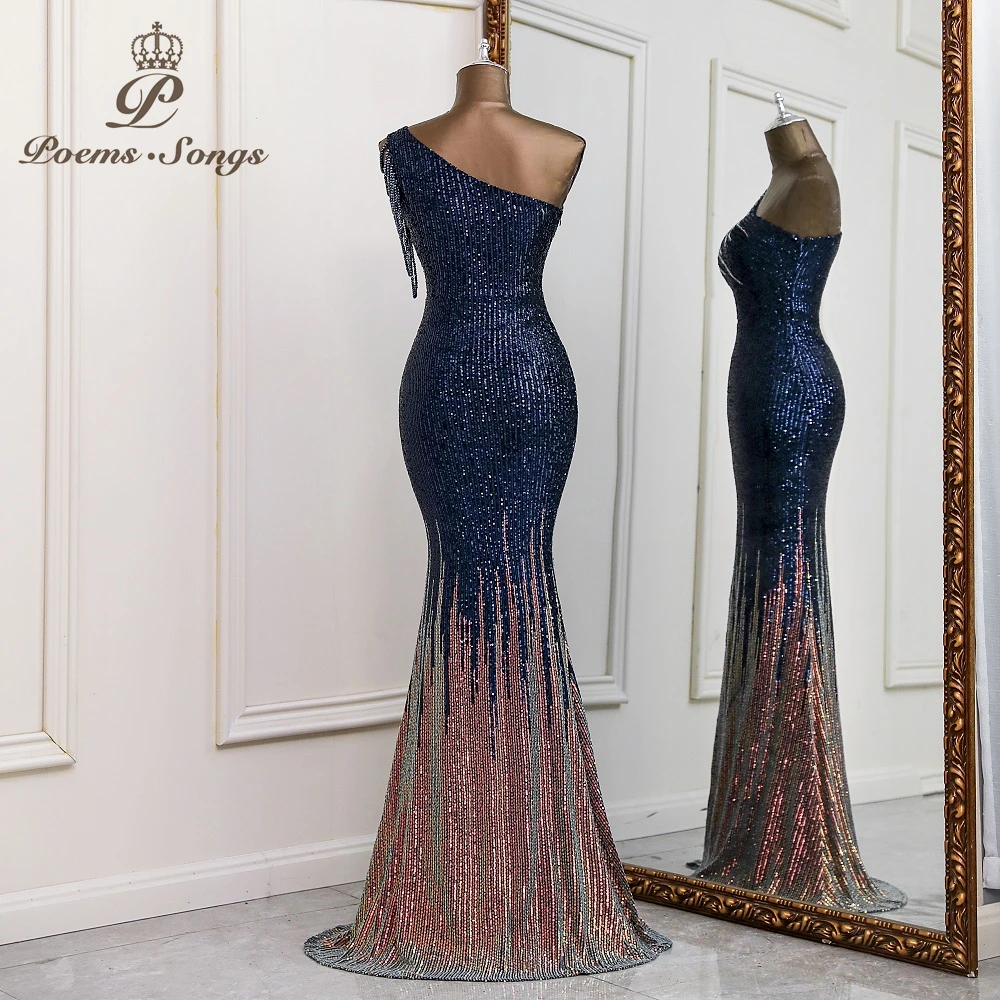 Exquisite One shoulder style evening dress prom dresses evening gowns vestidos de fiesta robe de soirée de mariage evening gowns