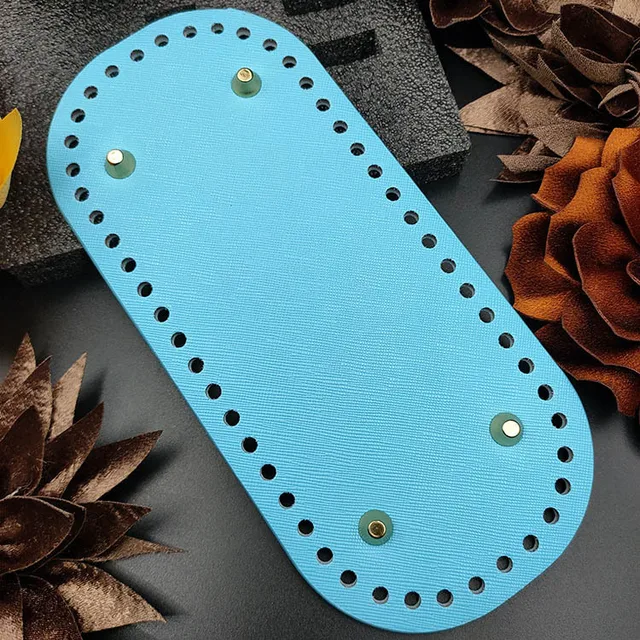 22x10cm Woven Long Bottom for Knitted Bag PU Leather Bag Accessories Handmade Bottom With 52Holes DIY Crochet Bag Bottom blue