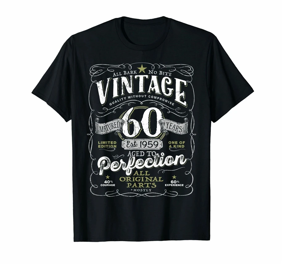 

Vintage 60Th Birthday T-Shirt - 1959 Aged To Perfection Apparel Casual Tee Shirt
