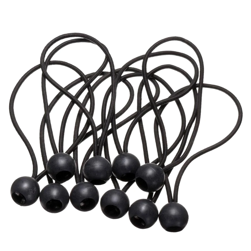 10pcs Black Ball Tent Fix Cords Elastic Holding Wire Canopy Tarpaulin Awning