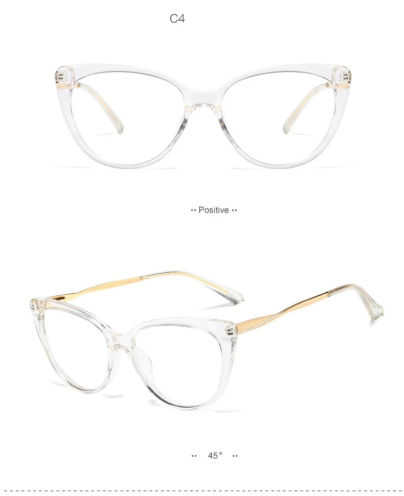 Fashion Flat Mirror Optical Glasses Female Metal Luxury Brand Designer Spectacles Transparent Cat Eye Glasses Frame Male Myopia