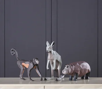 

Geometric origami cartoon kangaroo ostrich resin crafts Creative children's room decorative bonsai craft