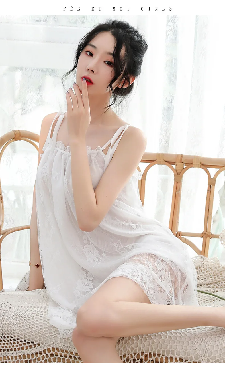 NEW Women Lace Sleepwear Nightwear High Quality Strap Slips Ladies Sexy Lingerie Plus Size XXL