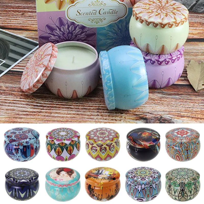 

New Vintage Metal Candle Tin Jars Coffee Tea Spice Candy Jewelry Storage Case Candle Making Containers Decorations Boxes