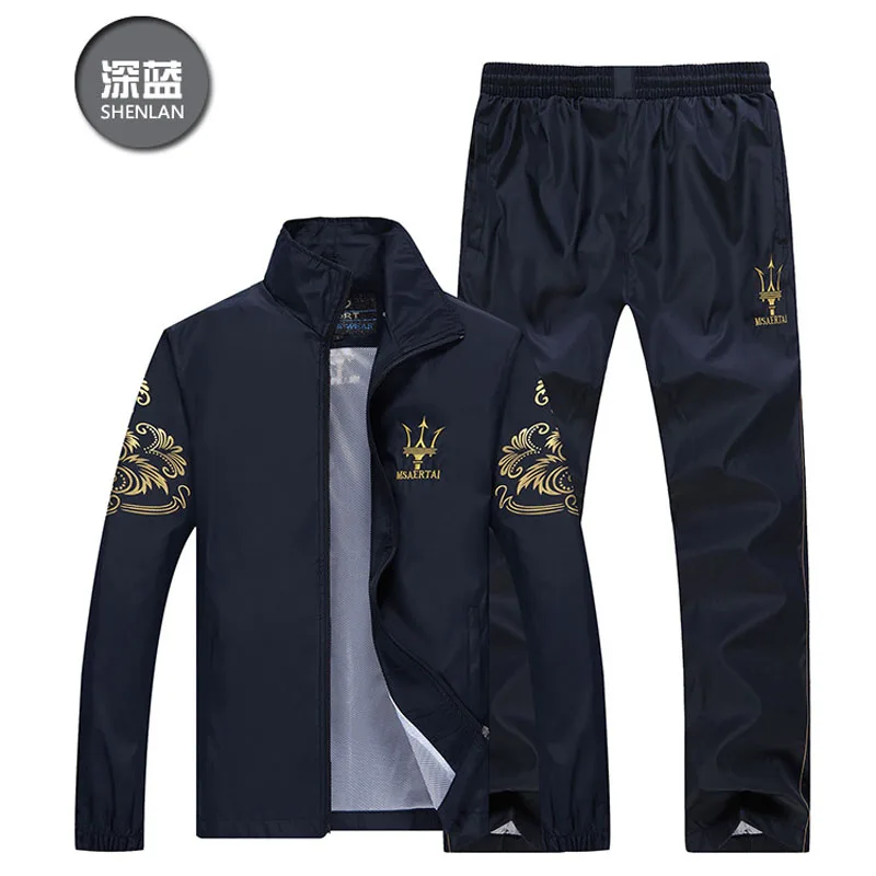 

2020 Winter Men's Running sets Tracksuits Training Tracksuit Men Jogging Sweatsuit Blue Zipper Sport Suit Breathable Sportswear