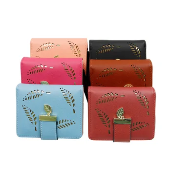 

Manufacturers Wholesale Wallet Women's Short Leaves Two Fold Wallet Women's Korean-style Hollow out Fashion Purse Wallet