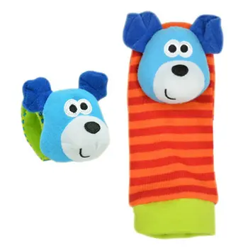 

2pcs Cute Cartoon Soft Baby Wrist Strap Socks Toy Garden Bug Plush Rattle with Ring Bell worldwide sale hot selling