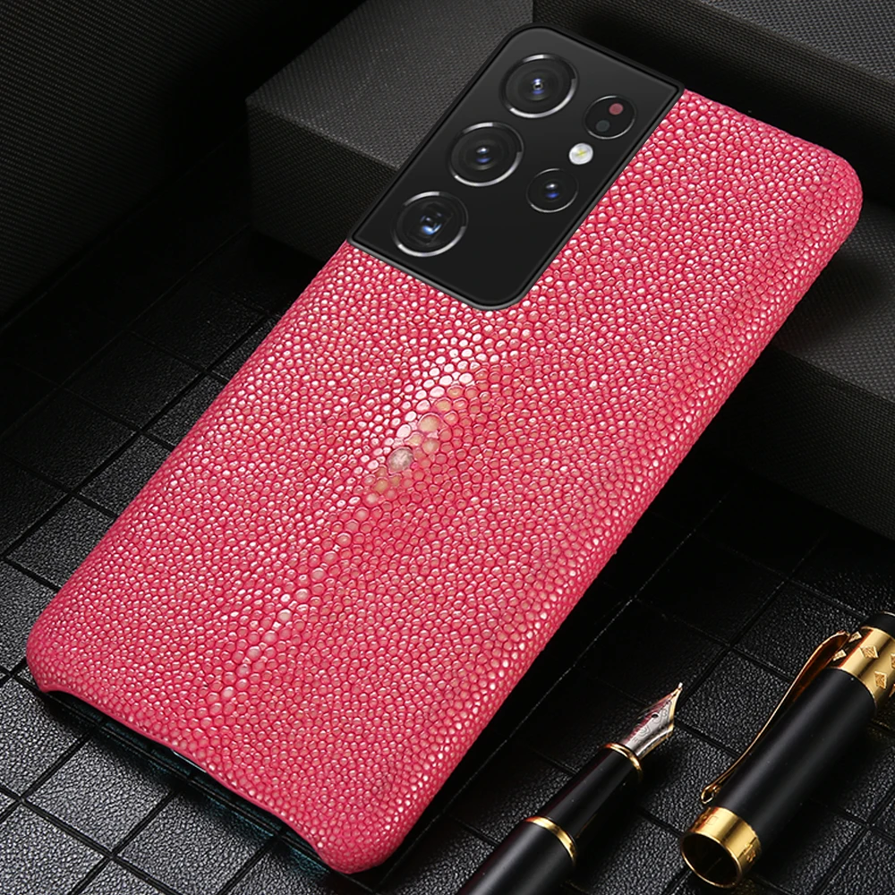 

Genuine Stingray Leather Cover Case For Samsung Galaxy S21 Ultra S8 S10 S9 S20 S21 Plus Note 20 10 M31 M51 A21S A31 A50 A51 A71