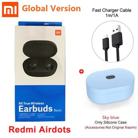 Xiaomi Redmi Airdots Global TWS беспроводные Bluetooth наушники бас стерео гарнитура с ИИ Управление гарнитура с микрофоном - Цвет: GB Add Case Cable