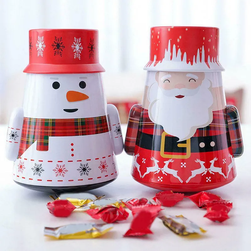 

Hot Christmas Party Tumbler Candy Box Storage Iron Tin Can Jar Gift Home Decor PLD