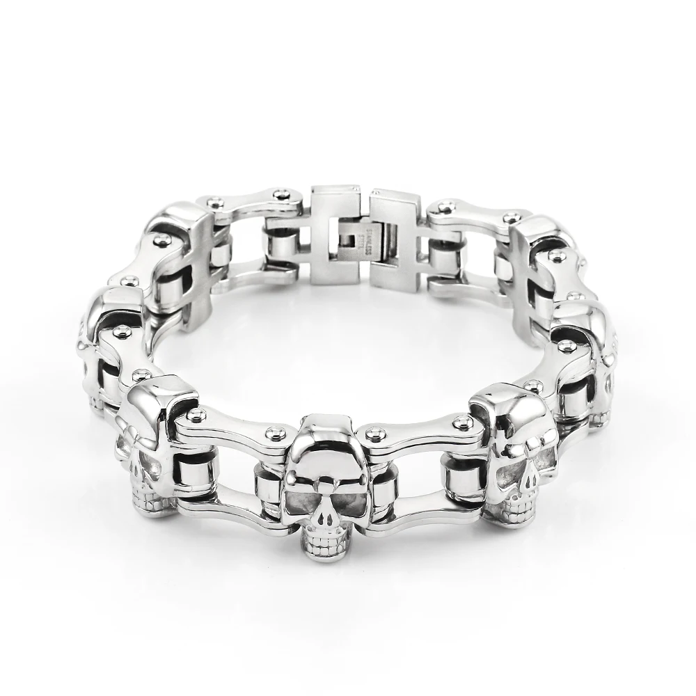 Men Skull Motorcycle Chain Bracelet 316L Stainless Steel stainless steel bracelet metal bracelet