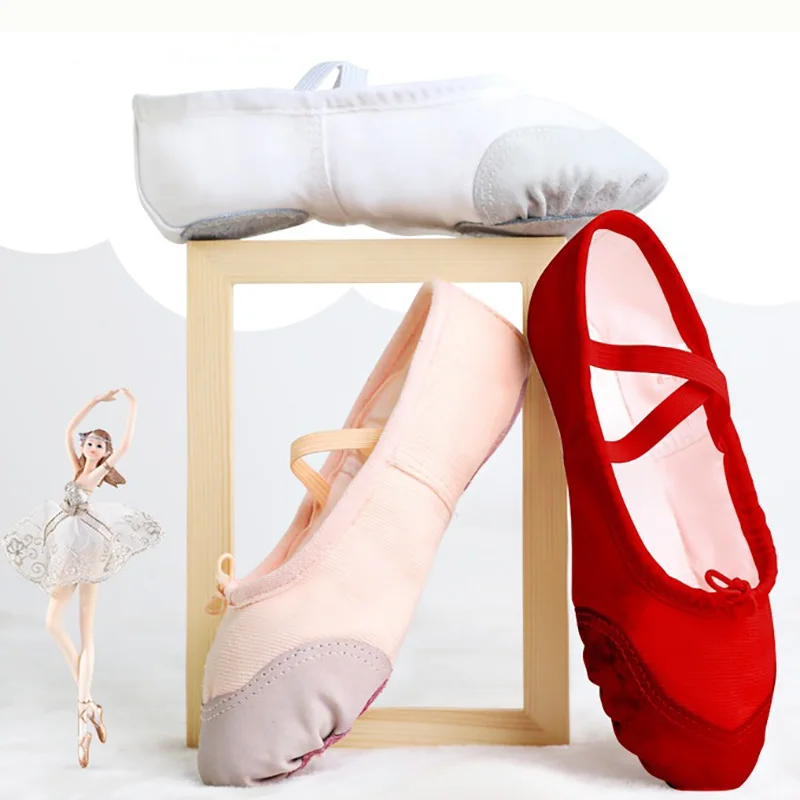 

USHINE Yoga Gym Flat Slippers White Pink White Black Canvas Ballet Dance Shoes For Girls Children Women Teacher Ballerina