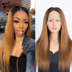 Trueme Highlight Wig Colored HD Lace Front Human Wigs Ombre Peruvian Remy Straight Lace Wigs For Women Human Hair Lace Part Wig