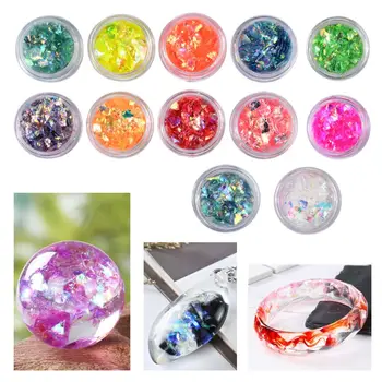 

12 box/set Manicure Shell Cellophane Colorful Candy Aurora Papers Hard Epoxy Filling Nail Polish Adhesive Decorative Dotted