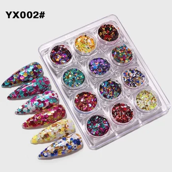 

12 Box/Set Round Nail Glitter 3D Ultrathin Sequins Flakes Sparkly DIY Tips Dazzling Nail Art Decorations