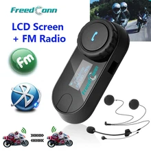 New Updated Version!! Motorcycle Motorbike BT Bluetooth Multi Interphone Headset Helmet Intercom with LCD Screen + FM Radio