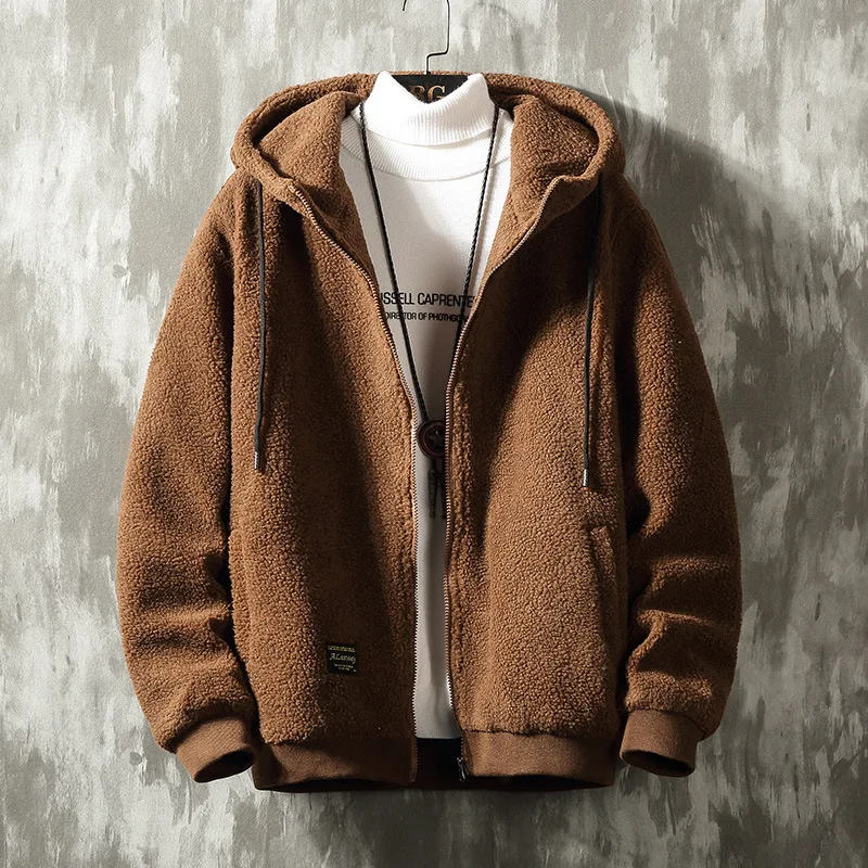 

2019 Autumn And Winter New Style Men Plush Jacket Hong Kong Style Trend of Fashion Hooded Loose-Fit Thick Warm Jacket
