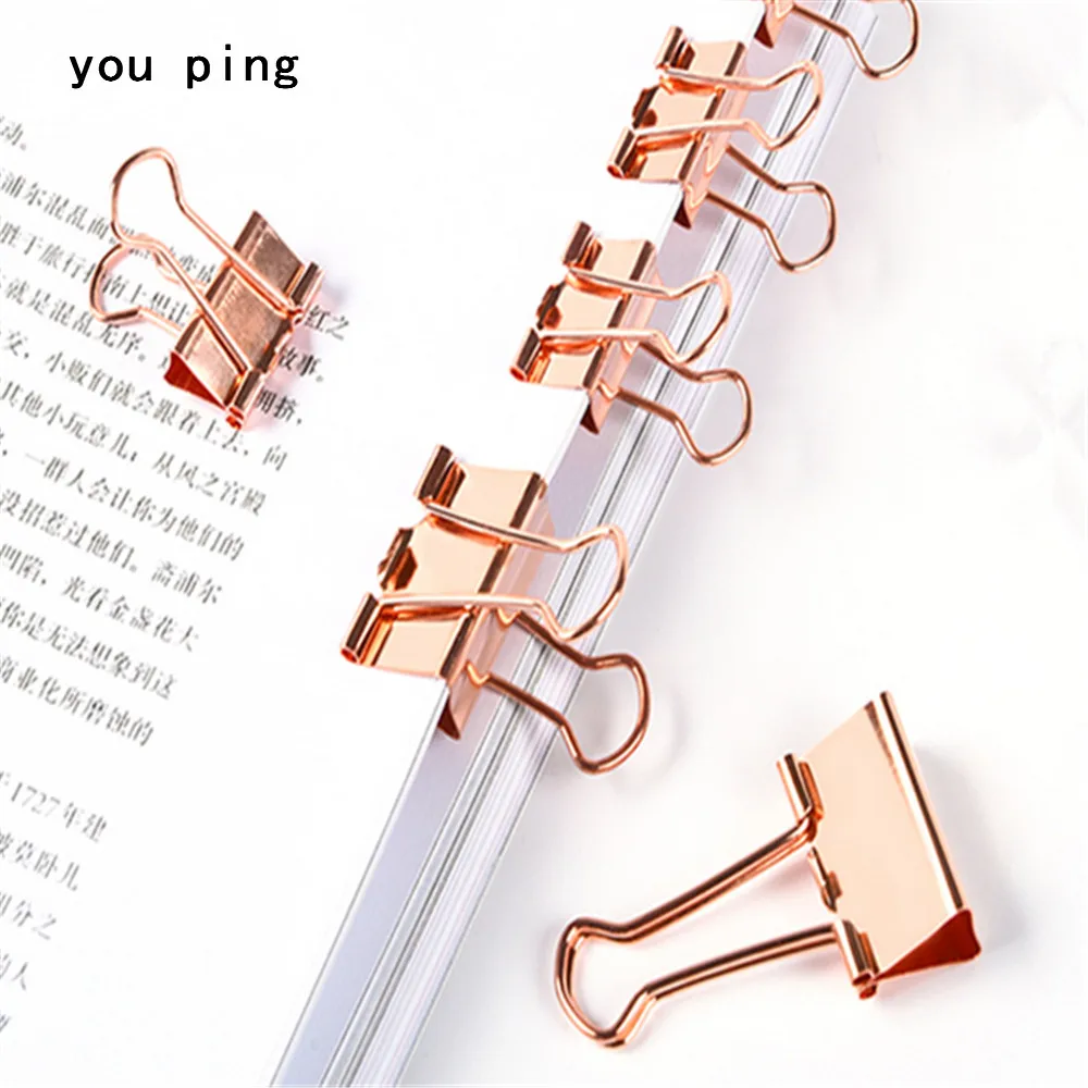 Rose Gold 15mm Binder Clip Metal Paper Binder Clips Rose Gold Paper