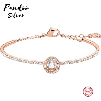 

Fashion Charm Pure 925 Silver Original 1:1 Copy, Crystal Color Beating Heart Fashion Wild Bracelet Female Luxury Jewelry Gifts