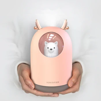 

USB Humidifier 300ml Cute Pet Ultrasonic Cool Mist Aroma Air Oil Diffuser Romantic Color LED Lamp Humidificador Dropshipping