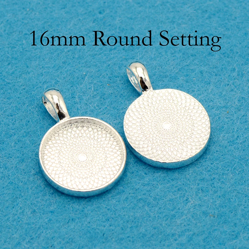 500 pcs - 16mm Pendant Tray, 16mm Cabochon Setting, 16mm Round Pendant Bezel Blanks for Glass or Resin Necklace Making 2