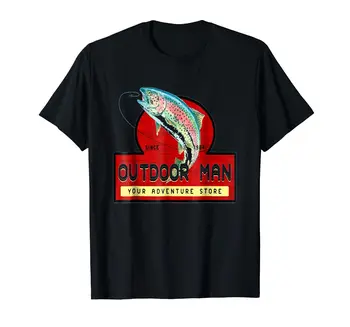 

Outdoor Man Your Adventure Store Funny Fish Black T- Shirt S-3XLCool Casual pride t shirt Unisex Fashion tshirt free shipping