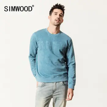 

SIMWOOD 2020 Hoodies Men Snow Wash Letter Print Vintage sweatshirt 100% Cotton Plus Size Jogger Tracksuits 190481
