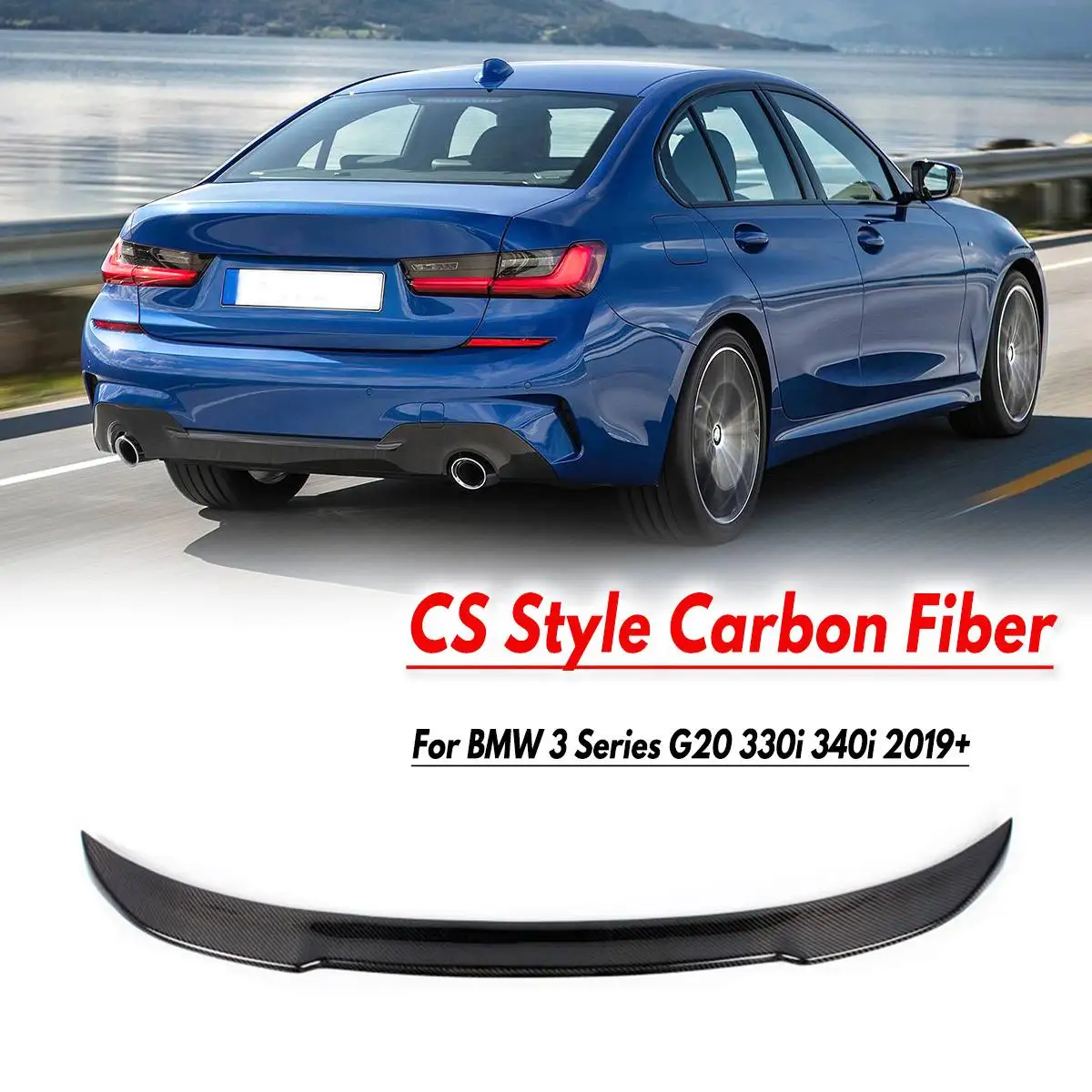 

CS Style Real Carbon Fiber Car Rear Trunk Boot Lip Spoiler Wing For BMW G20 330i 330ix Drive 340i 2018+ Wing Spoiler Lip