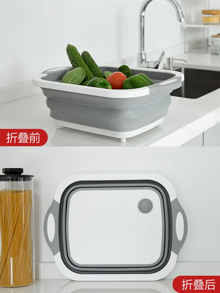 

Foldable Washing Basin Drain Basket Household Kitchen Sink Wash Bowl Basket Multi-functional Folding Cutting Board