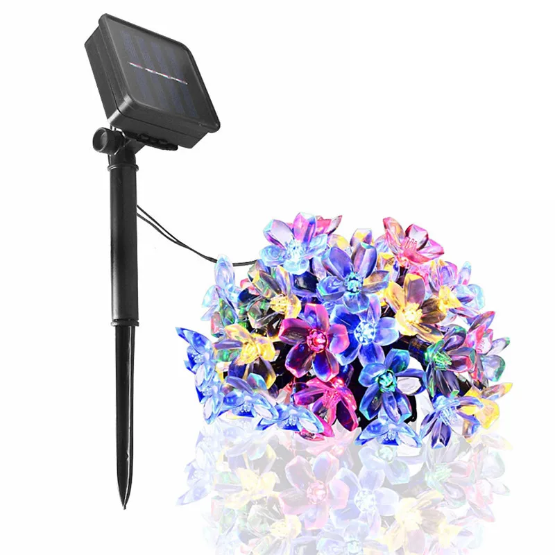Luzes de Fadas Decoração ao ar Pêssego Flor Lâmpada Solar Luzes Led Energia Corda Guirlanda Natal Casamento Jardim Livre 5m 7 1 High Quality Luzes e Iluminação