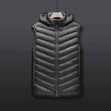 Зимний стиль, корейский стиль, без рукавов, с капюшоном, со съемным плечом, теплое пальто, мужской полосатый жилет, модный