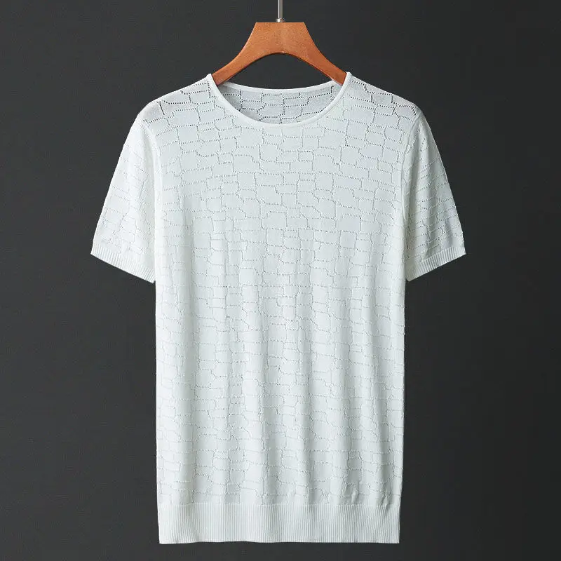 一 番 安い通販 メンズカジュアル半袖tシャツ ピュアアイスシルクセーター ラージニットtシャツ サマーファッション 21 クーポン発行中 Ongoing Southloopmarket Com